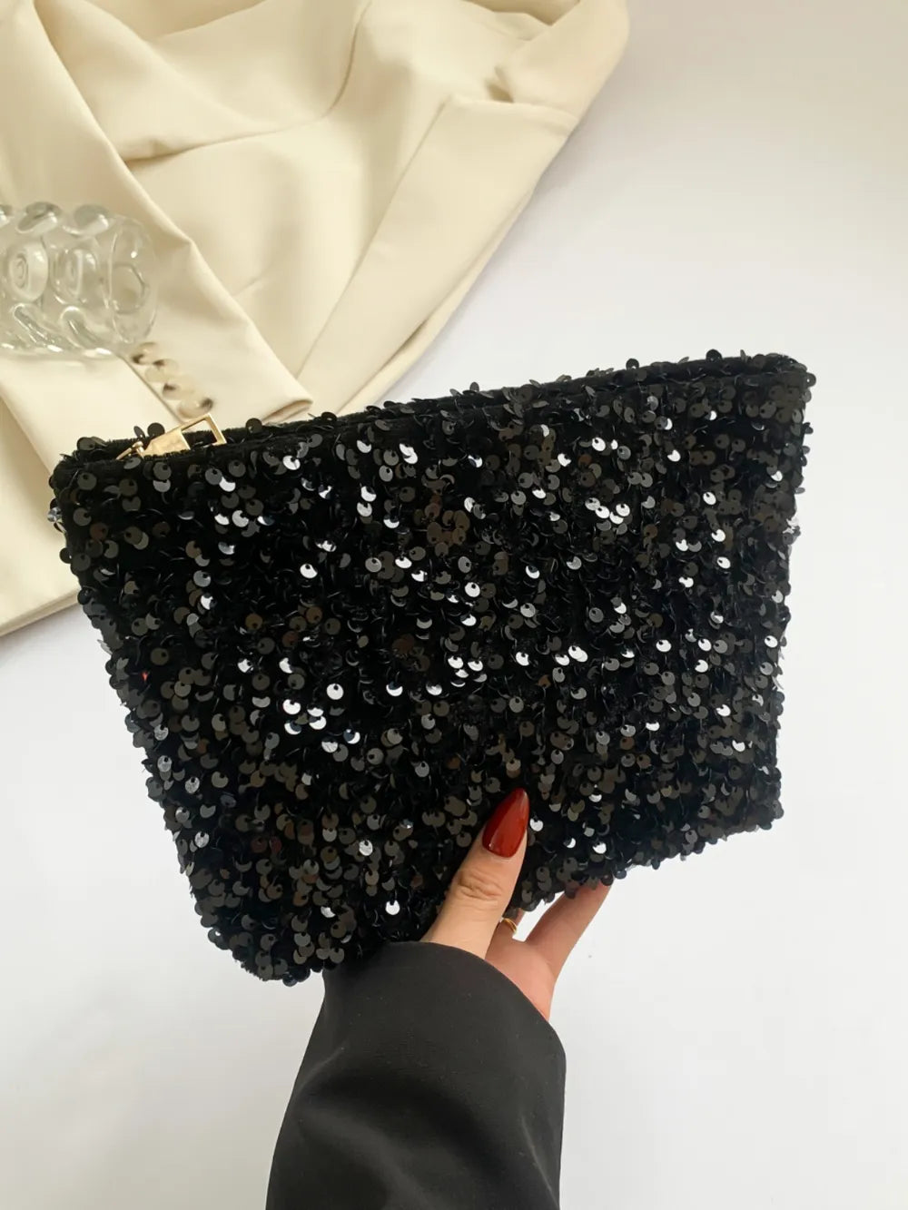 Sequin Clutch with Zipper - Grace Beauty H&C 