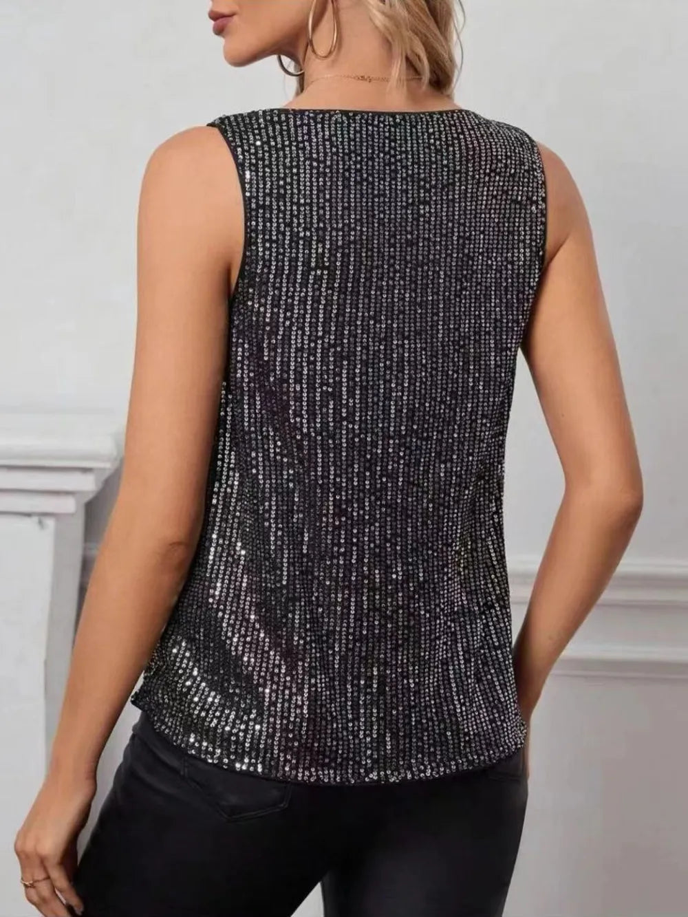 Sequin Cowl Neck Tank - Grace Beauty H&C 