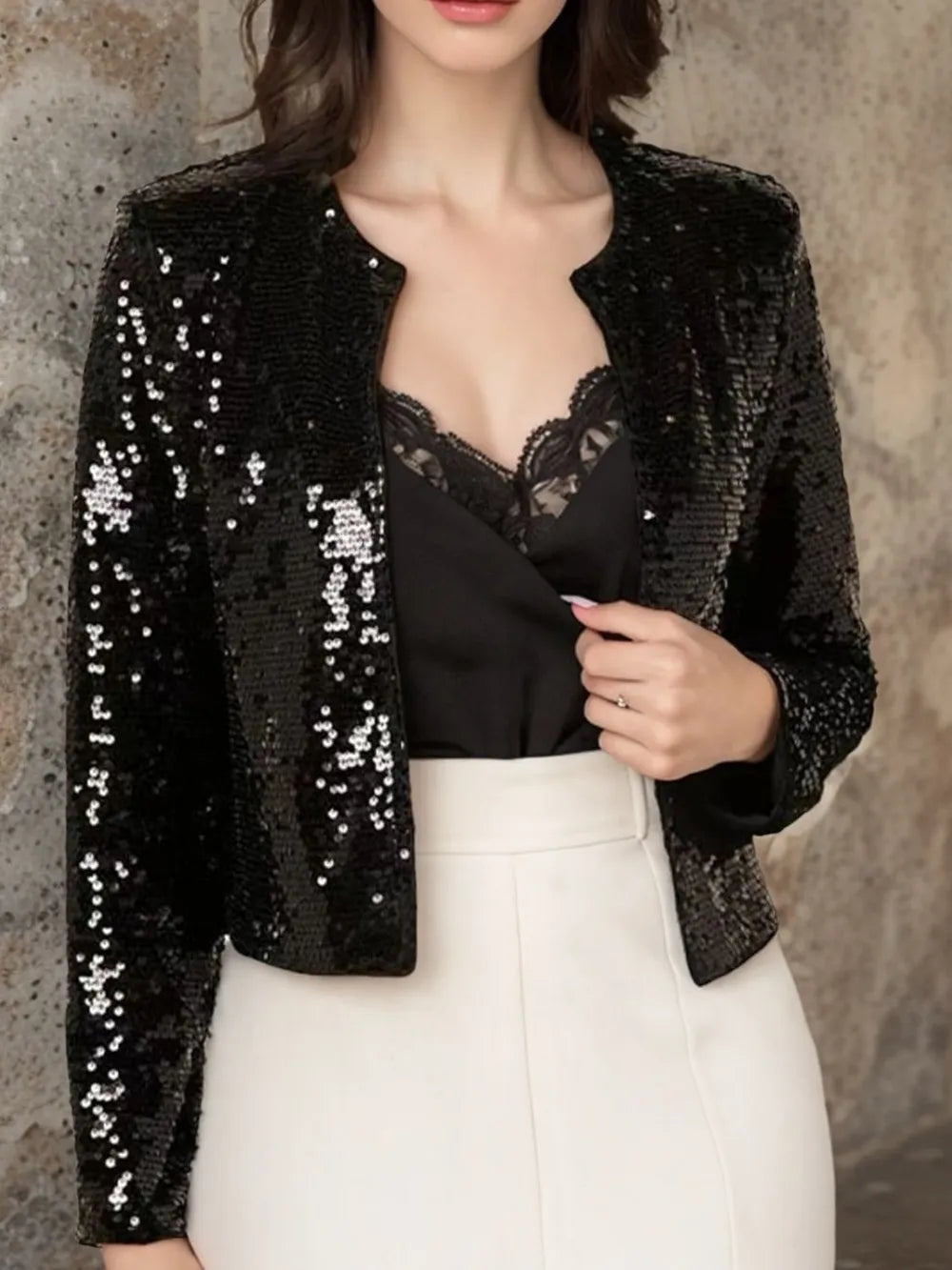 Sequin Cropped Jacket - Grace Beauty H&C 