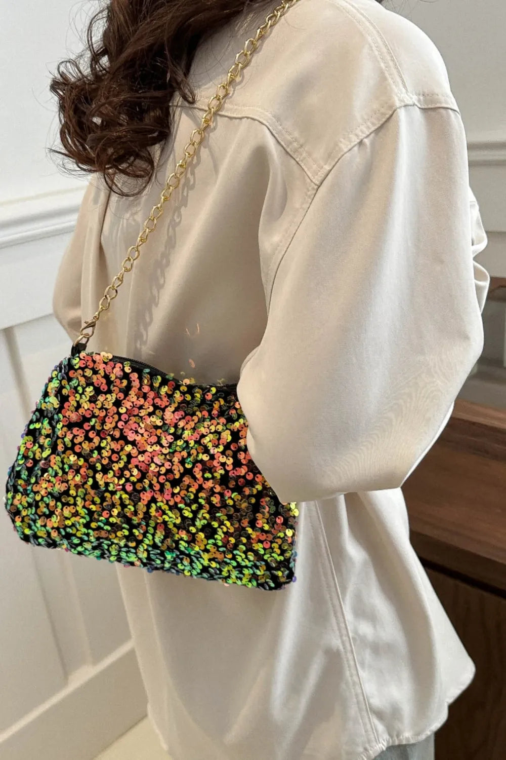 Sequin Removable Strap Shoulder Bag – Glamorous Evening Purse - Grace Beauty H&C 