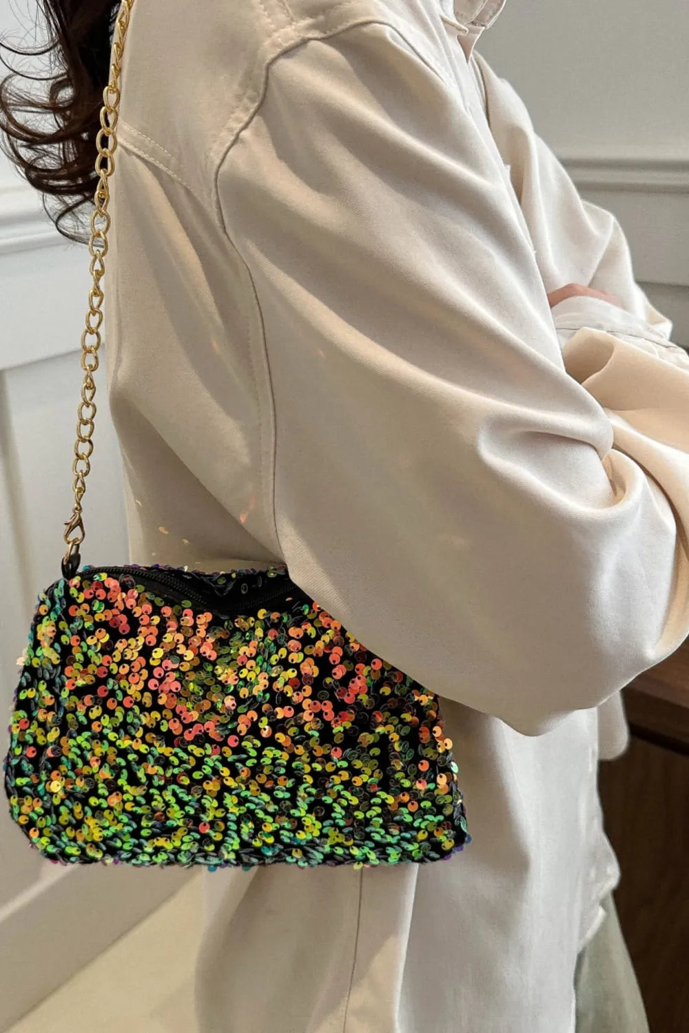 Sequin Removable Strap Shoulder Bag – Glamorous Evening Purse - Grace Beauty H&C 
