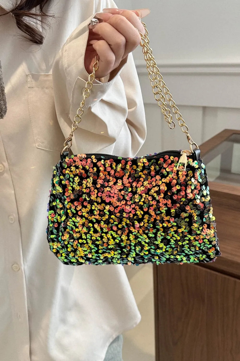 Sequin Removable Strap Shoulder Bag – Glamorous Evening Purse - Grace Beauty H&C 