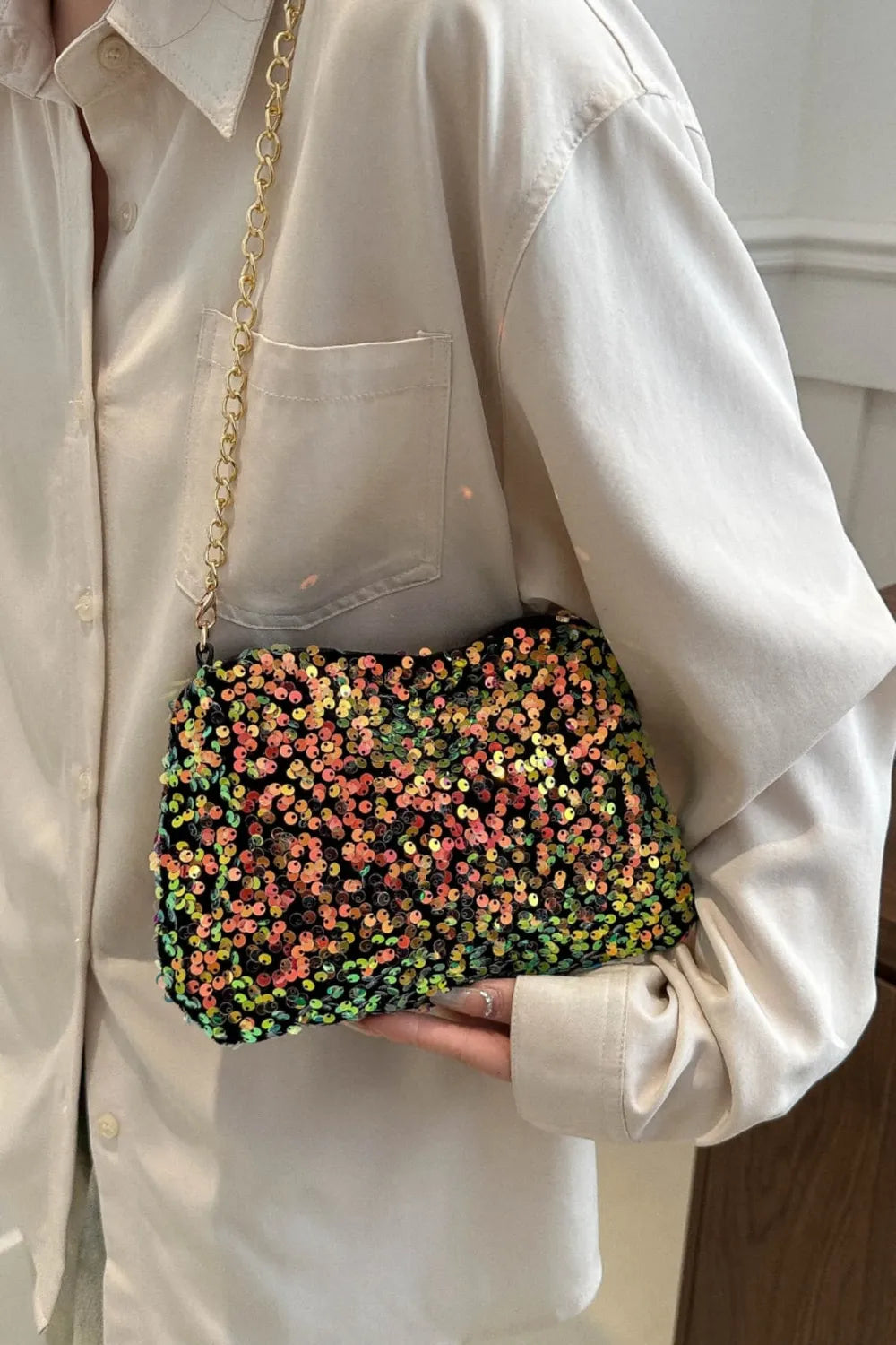 Sequin Removable Strap Shoulder Bag – Glamorous Evening Purse - Grace Beauty H&C 