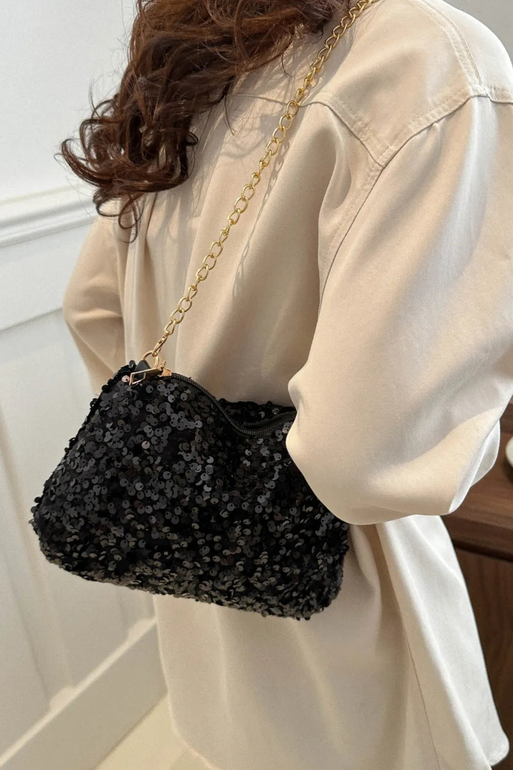 Sequin Removable Strap Shoulder Bag – Glamorous Evening Purse - Grace Beauty H&C 