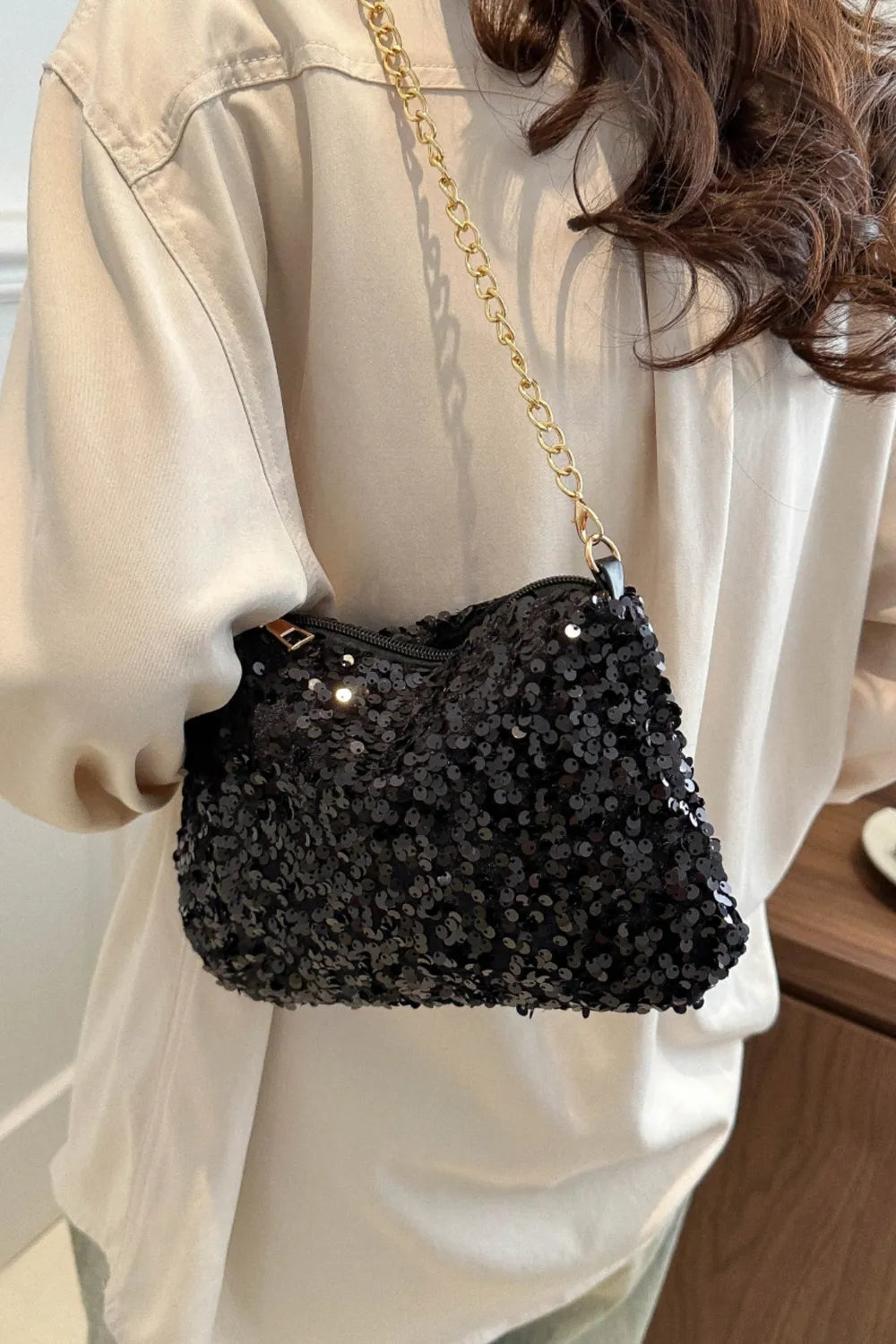 Sequin Removable Strap Shoulder Bag – Glamorous Evening Purse - Grace Beauty H&C 