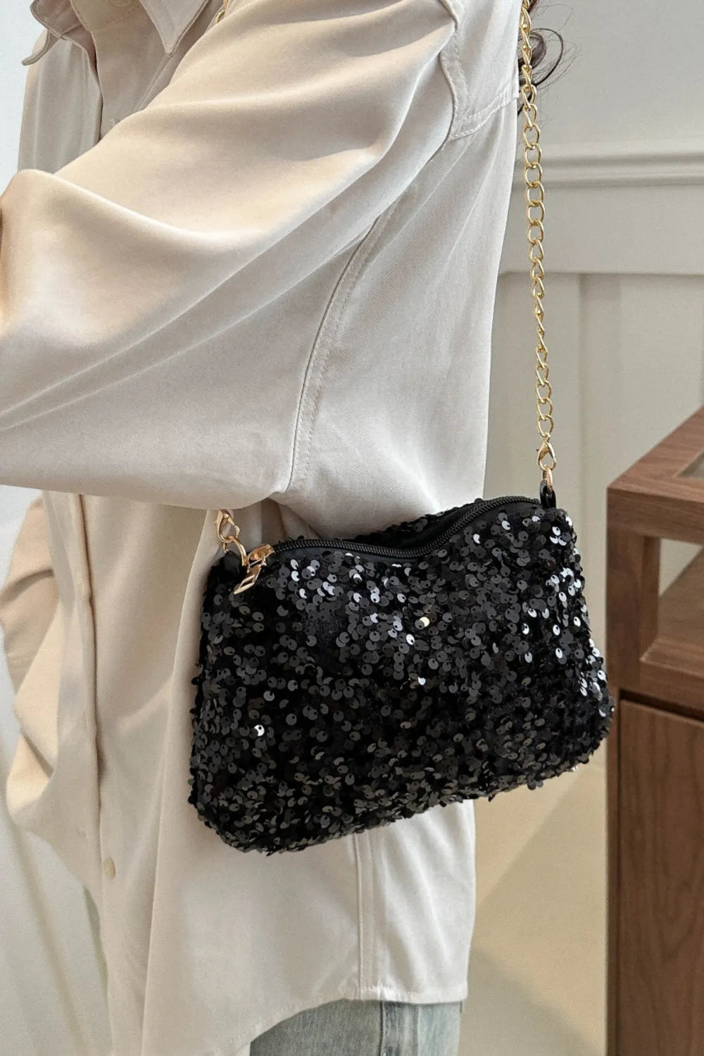 Sequin Removable Strap Shoulder Bag – Glamorous Evening Purse - Grace Beauty H&C 