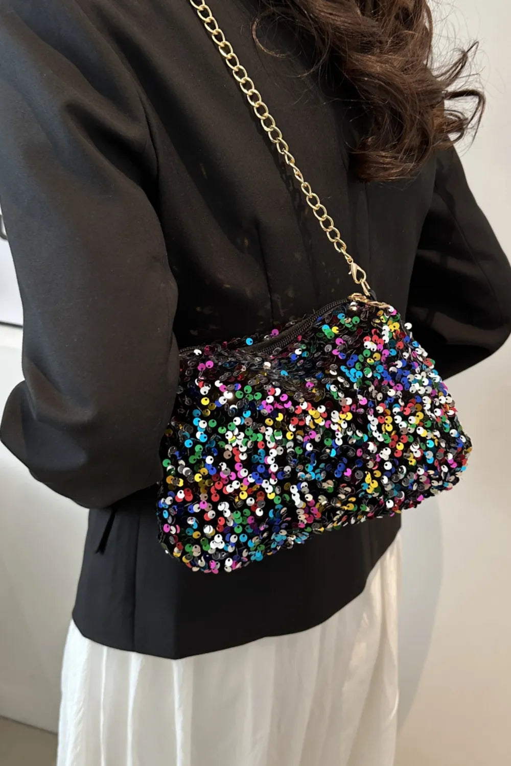 Sequin Removable Strap Shoulder Bag – Glamorous Evening Purse - Grace Beauty H&C 