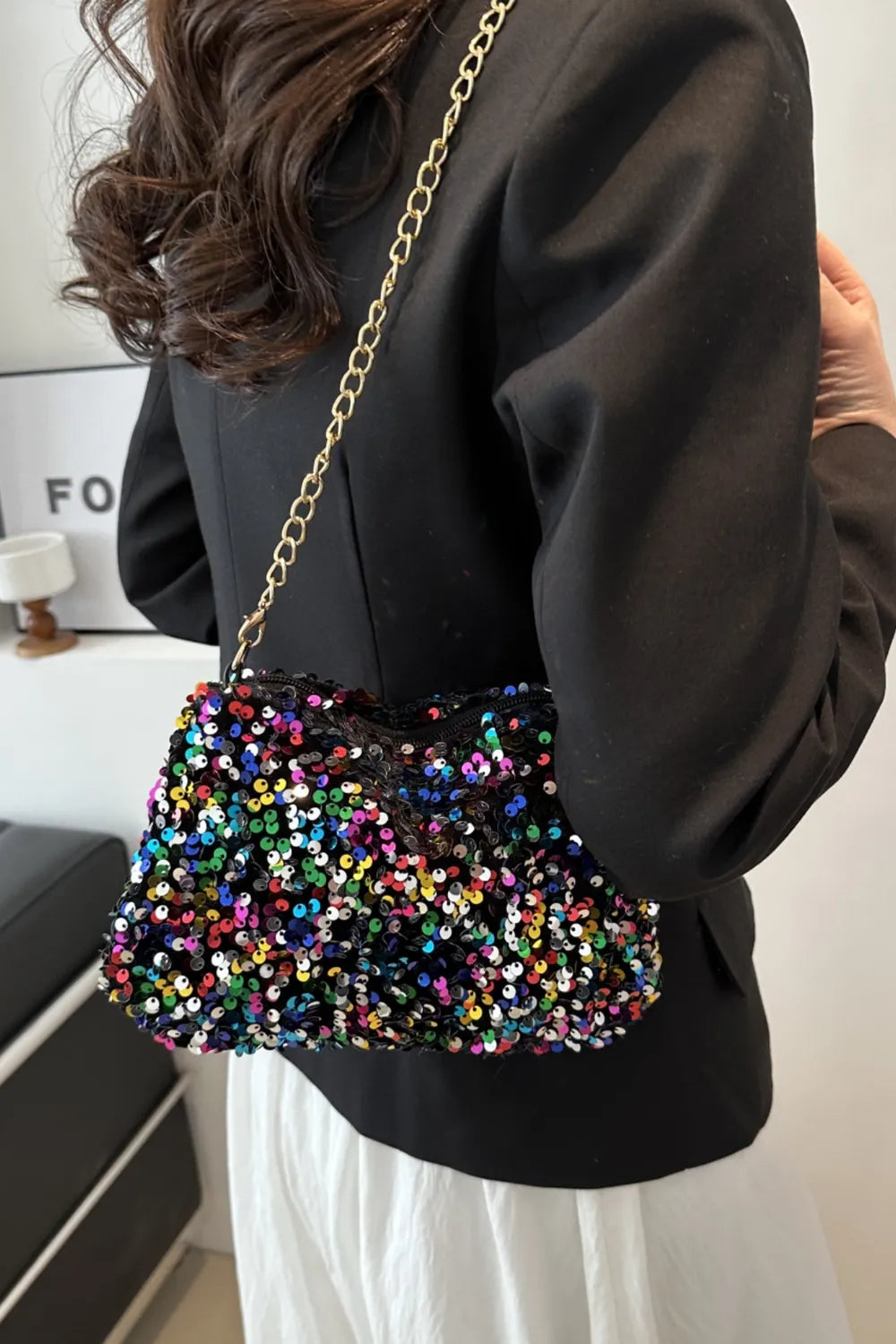 Sequin Removable Strap Shoulder Bag – Glamorous Evening Purse - Grace Beauty H&C 