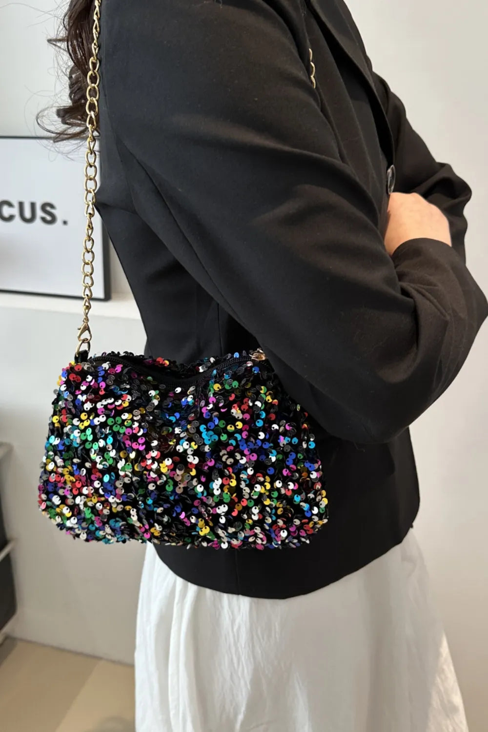 Sequin Removable Strap Shoulder Bag – Glamorous Evening Purse - Grace Beauty H&C 
