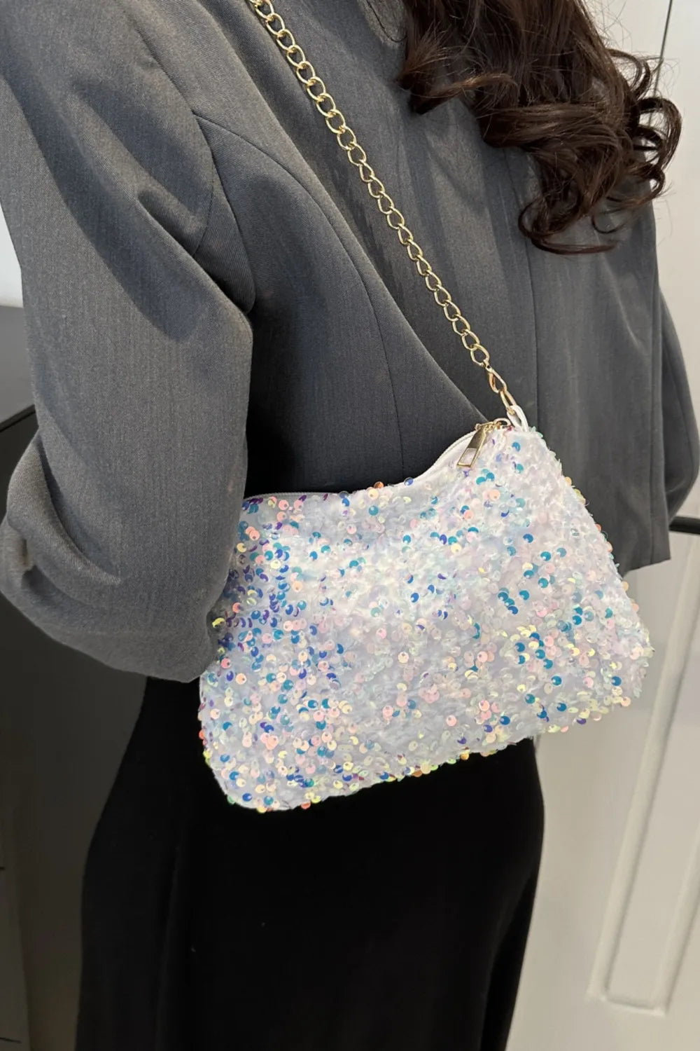 Sequin Removable Strap Shoulder Bag – Glamorous Evening Purse - Grace Beauty H&C 