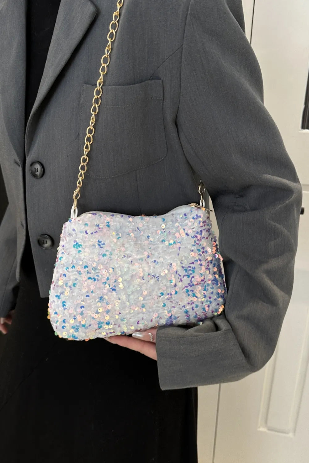 Sequin Removable Strap Shoulder Bag – Glamorous Evening Purse - Grace Beauty H&C 