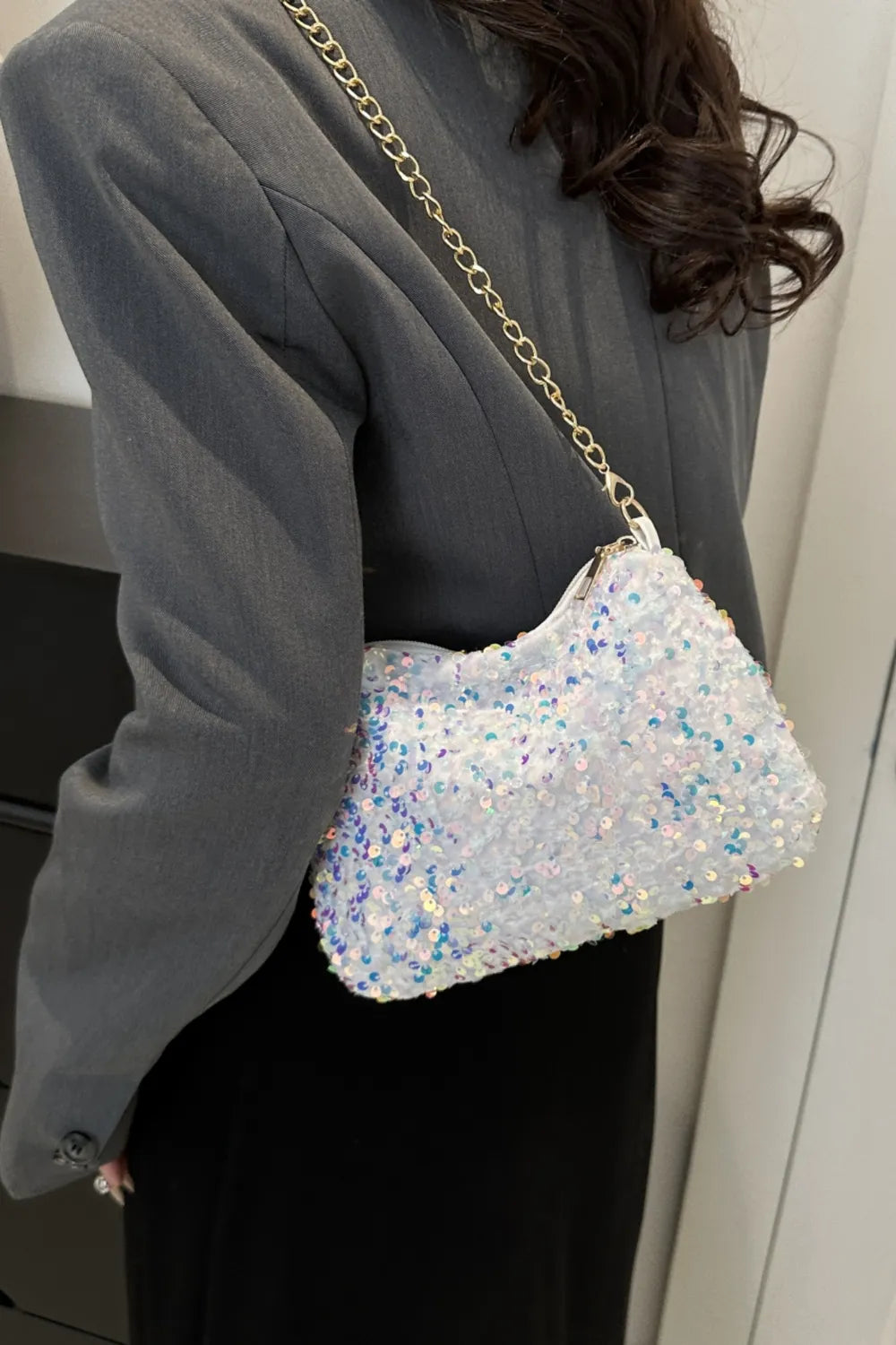 Sequin Removable Strap Shoulder Bag – Glamorous Evening Purse - Grace Beauty H&C 
