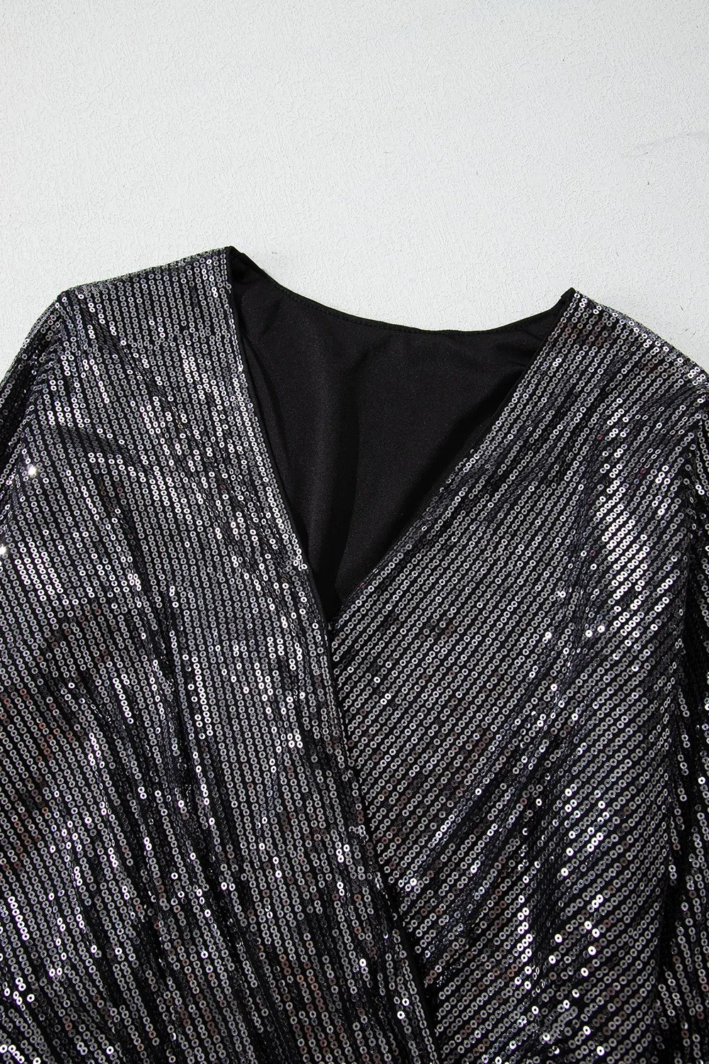 Sequin Surplice Long Sleeve Bodysuit - Grace Beauty H&C 
