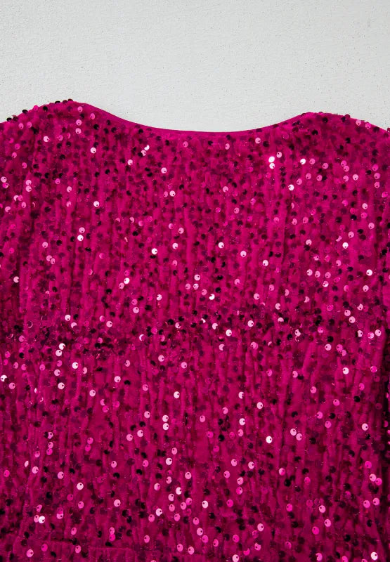 Sequin Surplice Long Sleeve Mini Dress - Grace Beauty H&C 