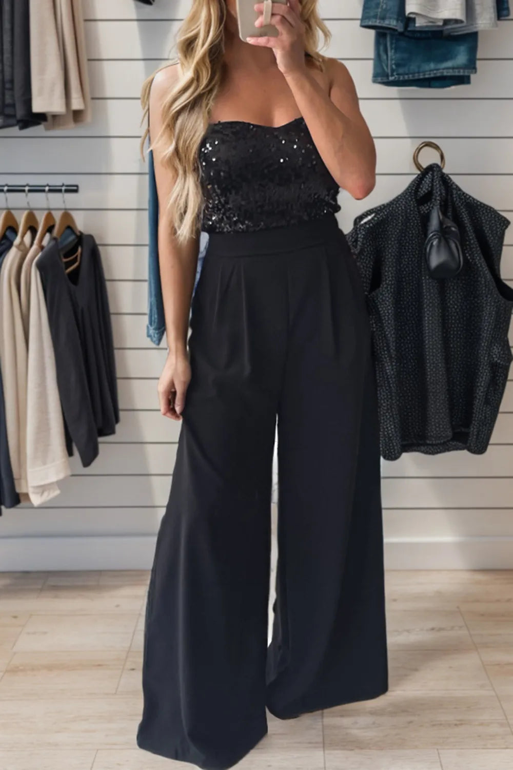 Sequin Tube Wide Leg Jumpsuit - Grace Beauty H&C 
