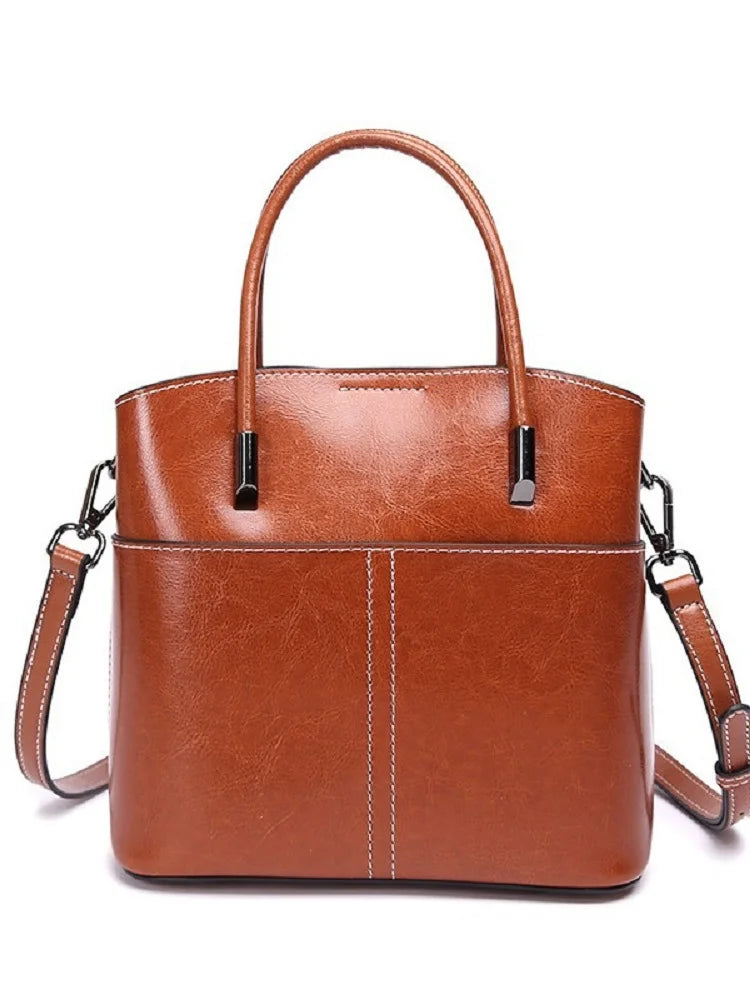 100% Genuine Leather Women Bucket Bag Casual ladies crossbody Hand Bag High Quality Cowhide Commuter Shoulder Bag for girls - Grace Beauty H&C 