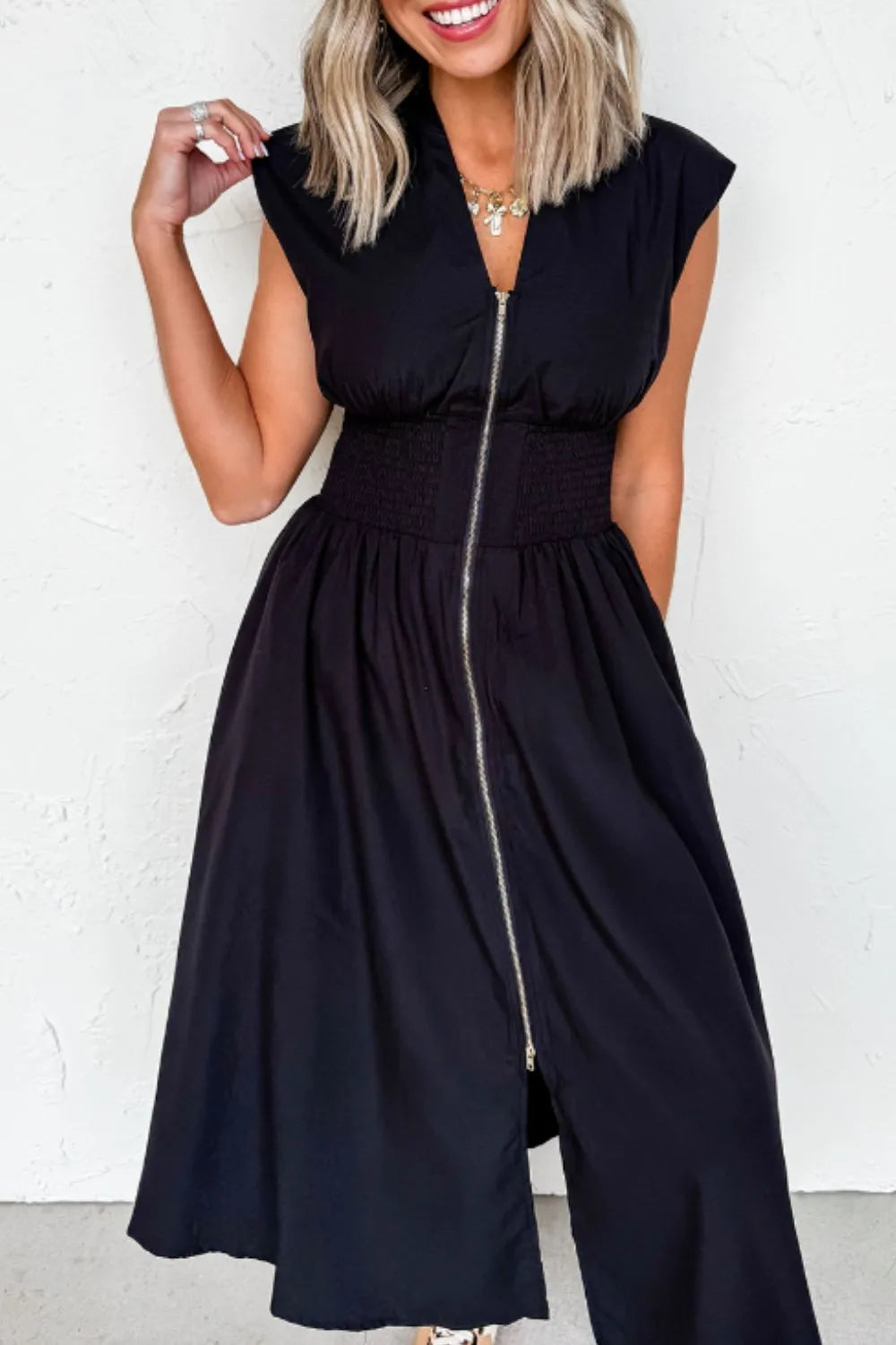 Sleeveless Zip-Front Maxi Dress - Grace Beauty H&C 