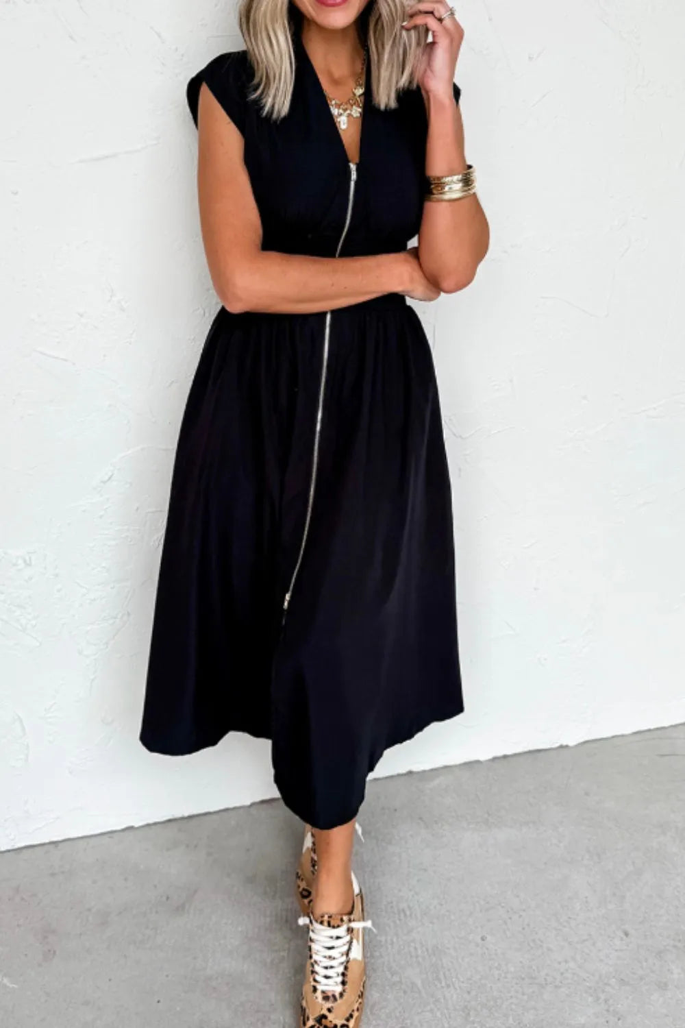 Sleeveless Zip-Front Maxi Dress - Grace Beauty H&C 