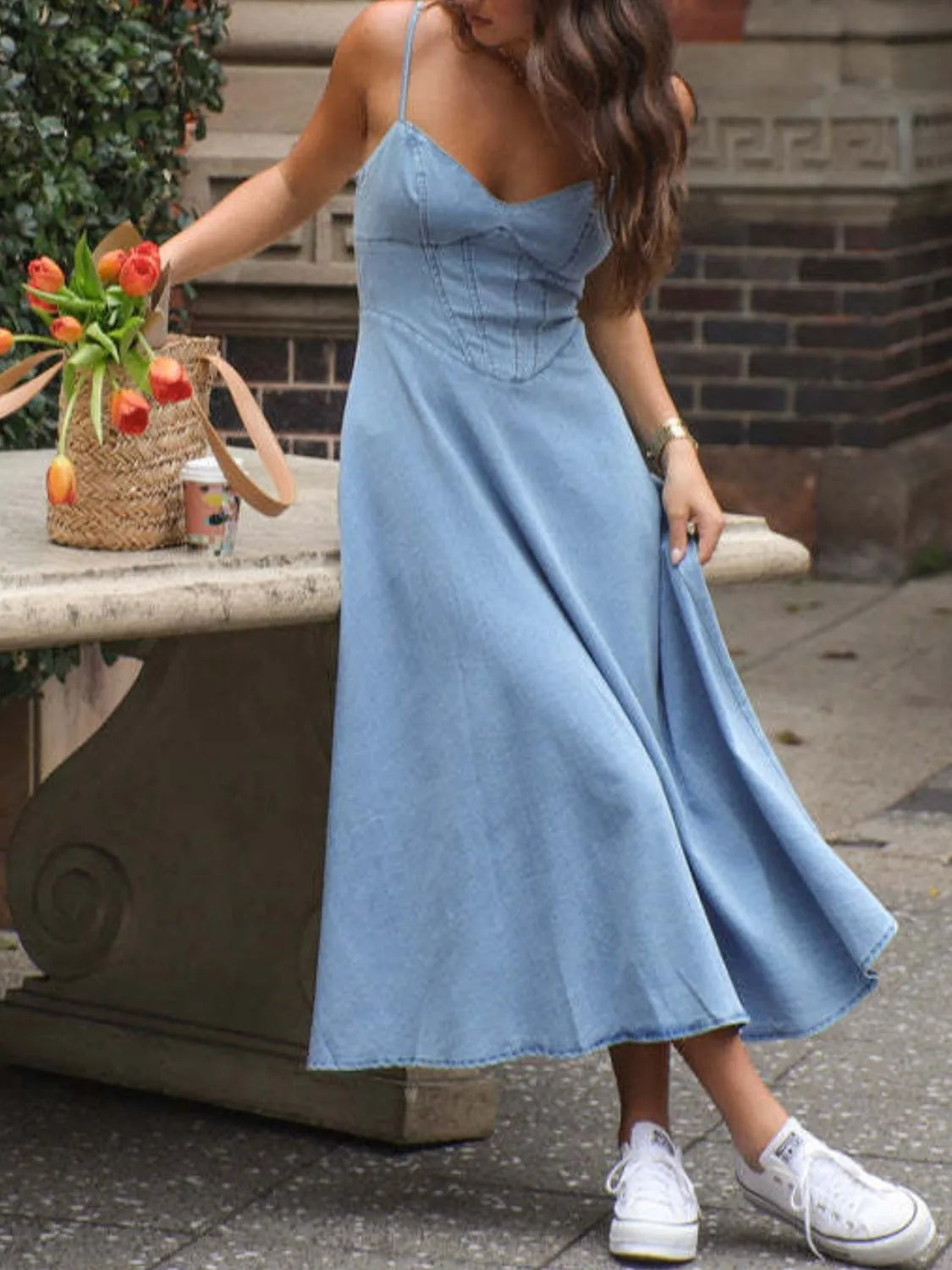 Smocked Sweetheart Neck Midi Cami Dress - Grace Beauty H&C 