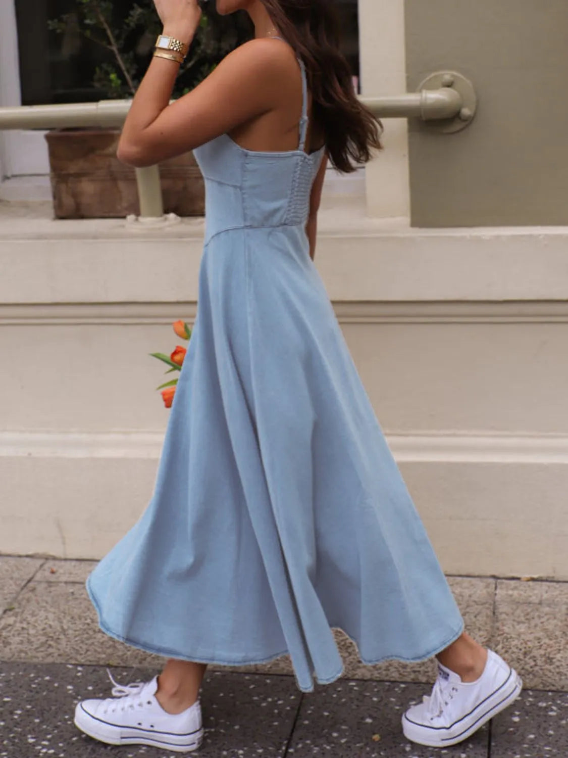 Smocked Sweetheart Neck Midi Cami Dress - Grace Beauty H&C 