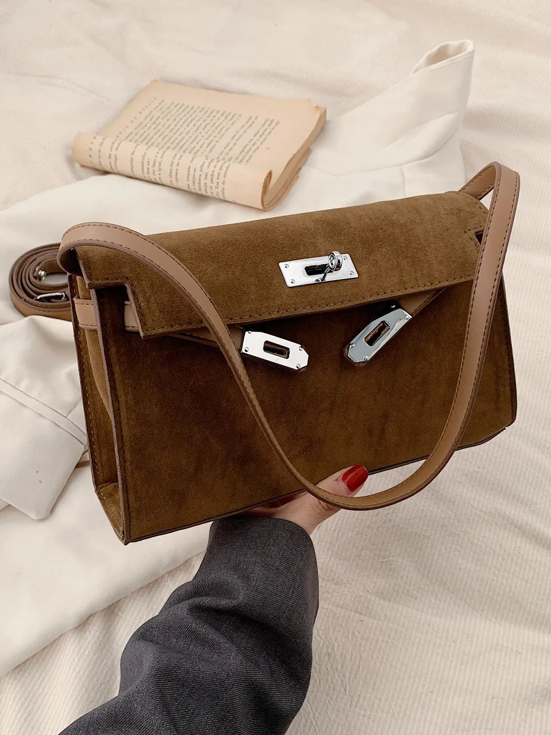 Solid Color Polyester Shoulder Bag – Lightweight Everyday Tote - Grace Beauty H&C 