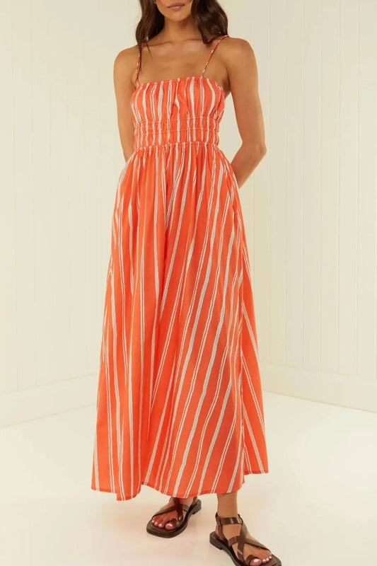 Striped Square Neck Cami Dress - Grace Beauty H&C 