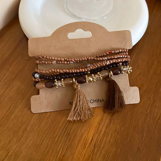 Tassel Rice Bead Bracelet – Handmade Boho Jewelry - Grace Beauty H&C 