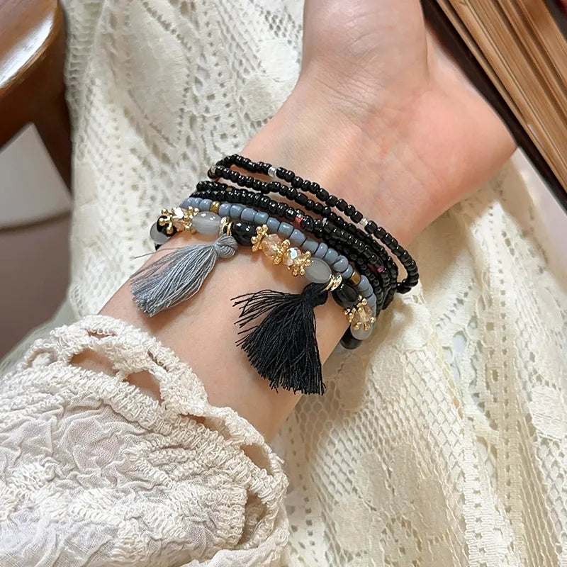 Tassel Rice Bead Bracelet – Handmade Boho Jewelry - Grace Beauty H&C 