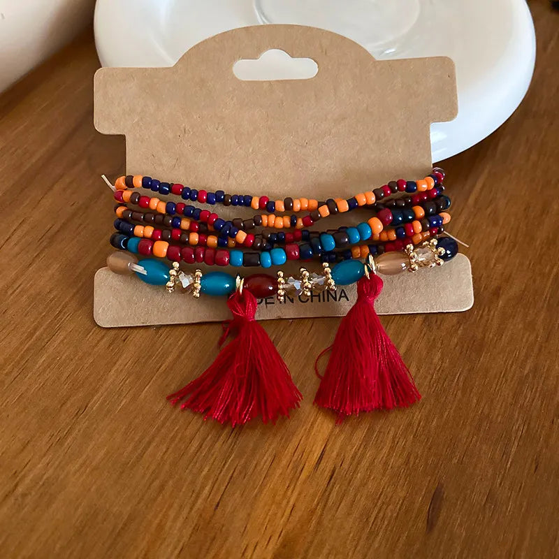 Tassel Rice Bead Bracelet – Handmade Boho Jewelry - Grace Beauty H&C 