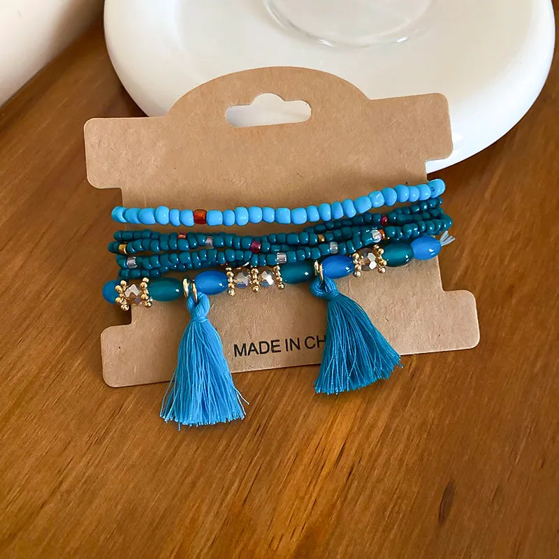 Tassel Rice Bead Bracelet – Handmade Boho Jewelry - Grace Beauty H&C 