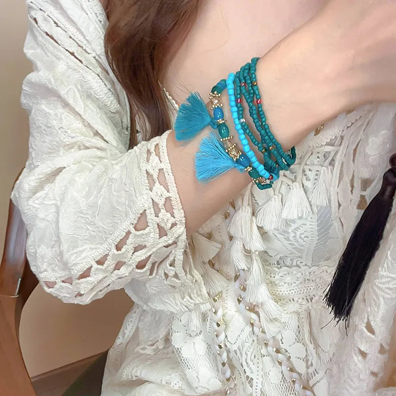 Tassel Rice Bead Bracelet – Handmade Boho Jewelry - Grace Beauty H&C 