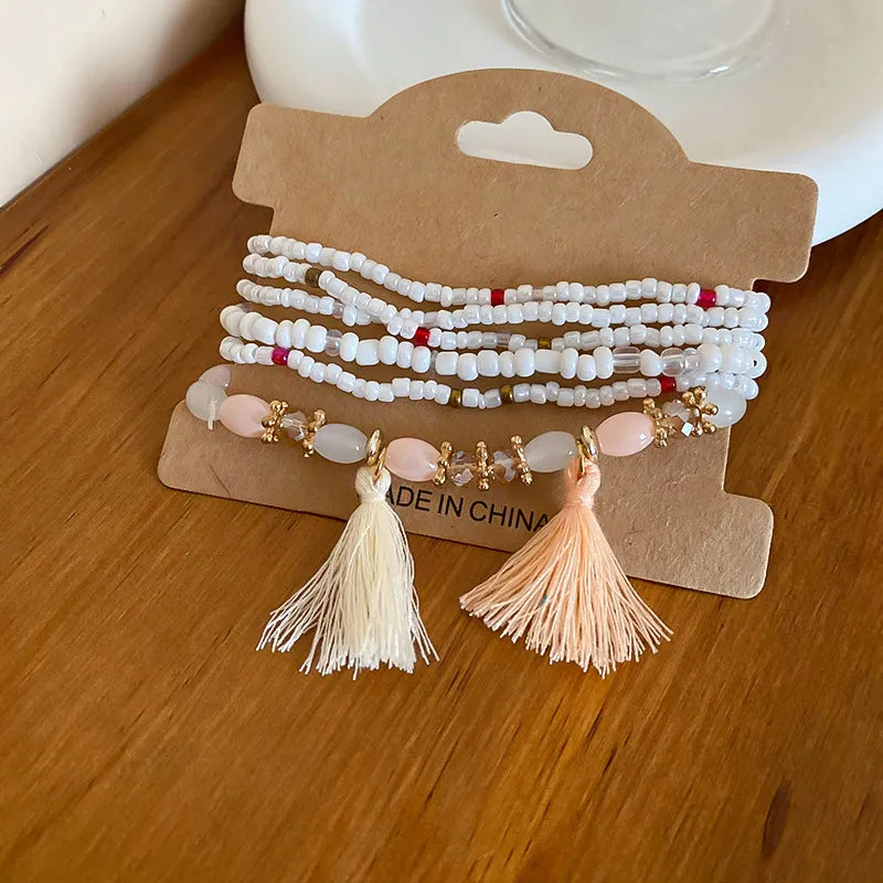 Tassel Rice Bead Bracelet – Handmade Boho Jewelry - Grace Beauty H&C 