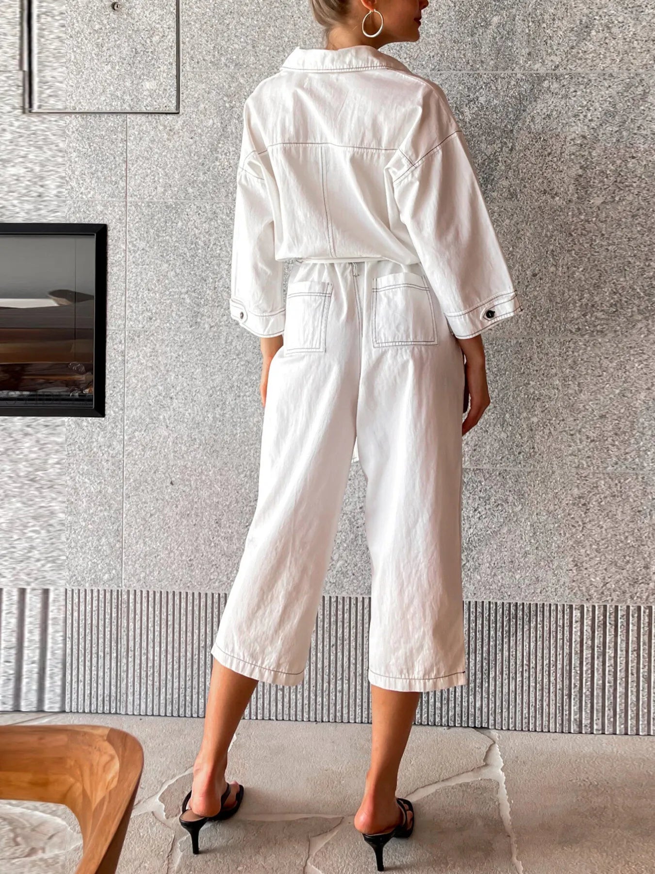 Tie Waist Wide Leg Jumpsuit - Grace Beauty H&C 