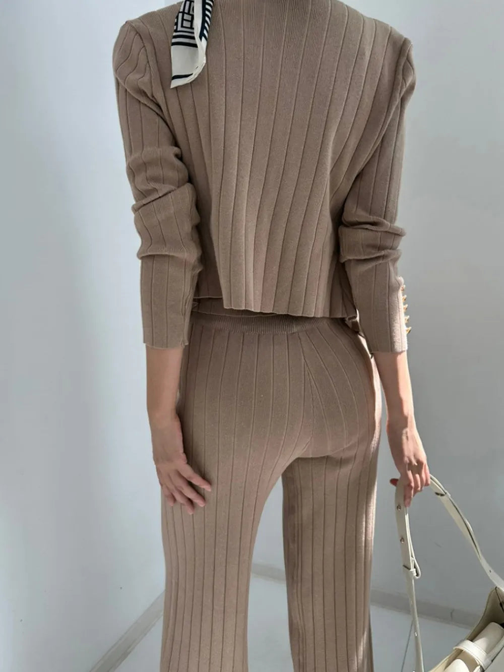 V-Neck Tank, Cardigan and Pants Three-Piece Sweater Set - Grace Beauty H&C 