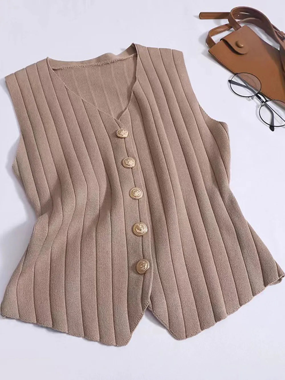 V-Neck Tank, Cardigan and Pants Three-Piece Sweater Set - Grace Beauty H&C 