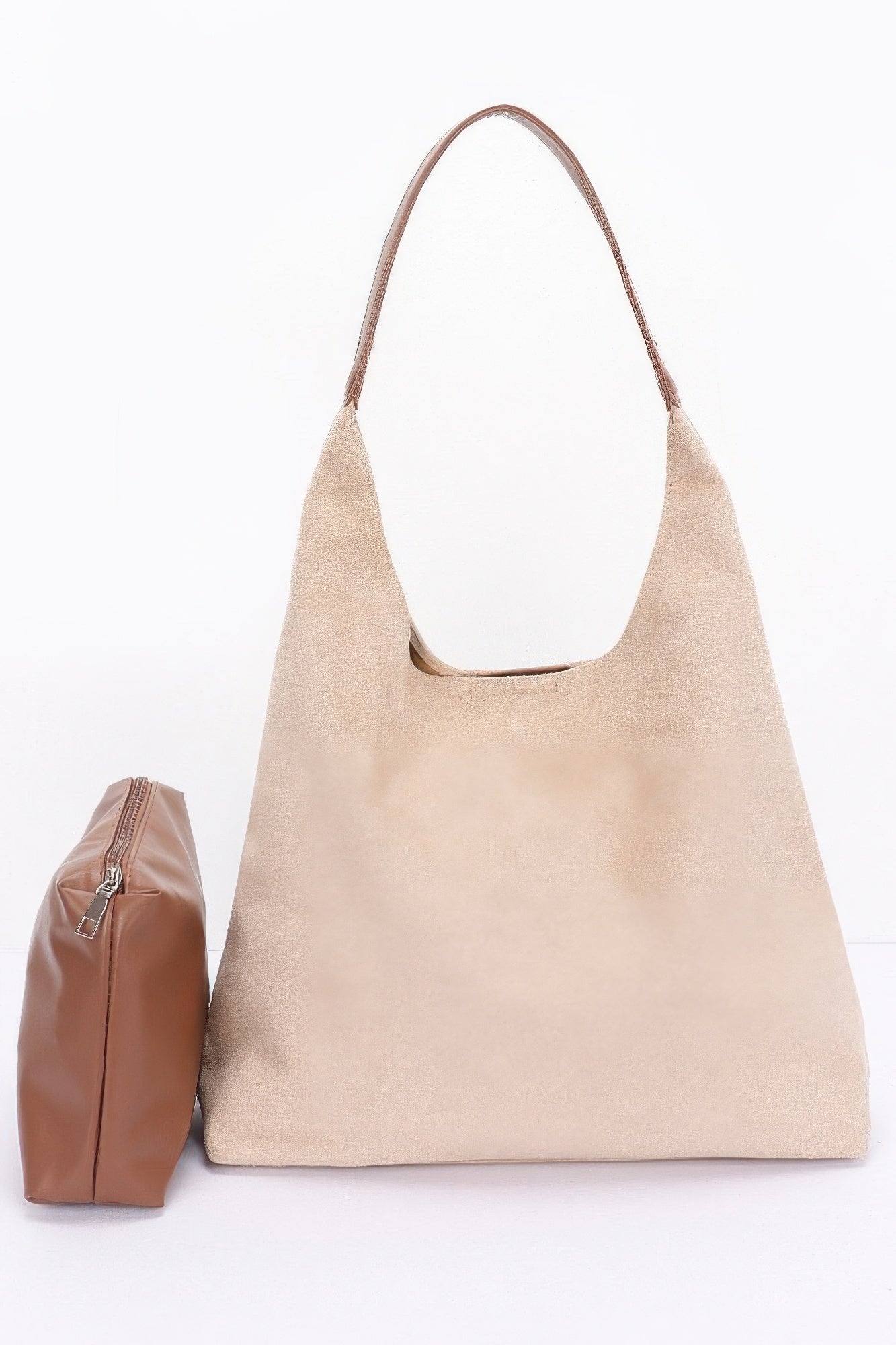 Faux Suede Bindle Bag W/ Pouch - Grace Beauty H&C 