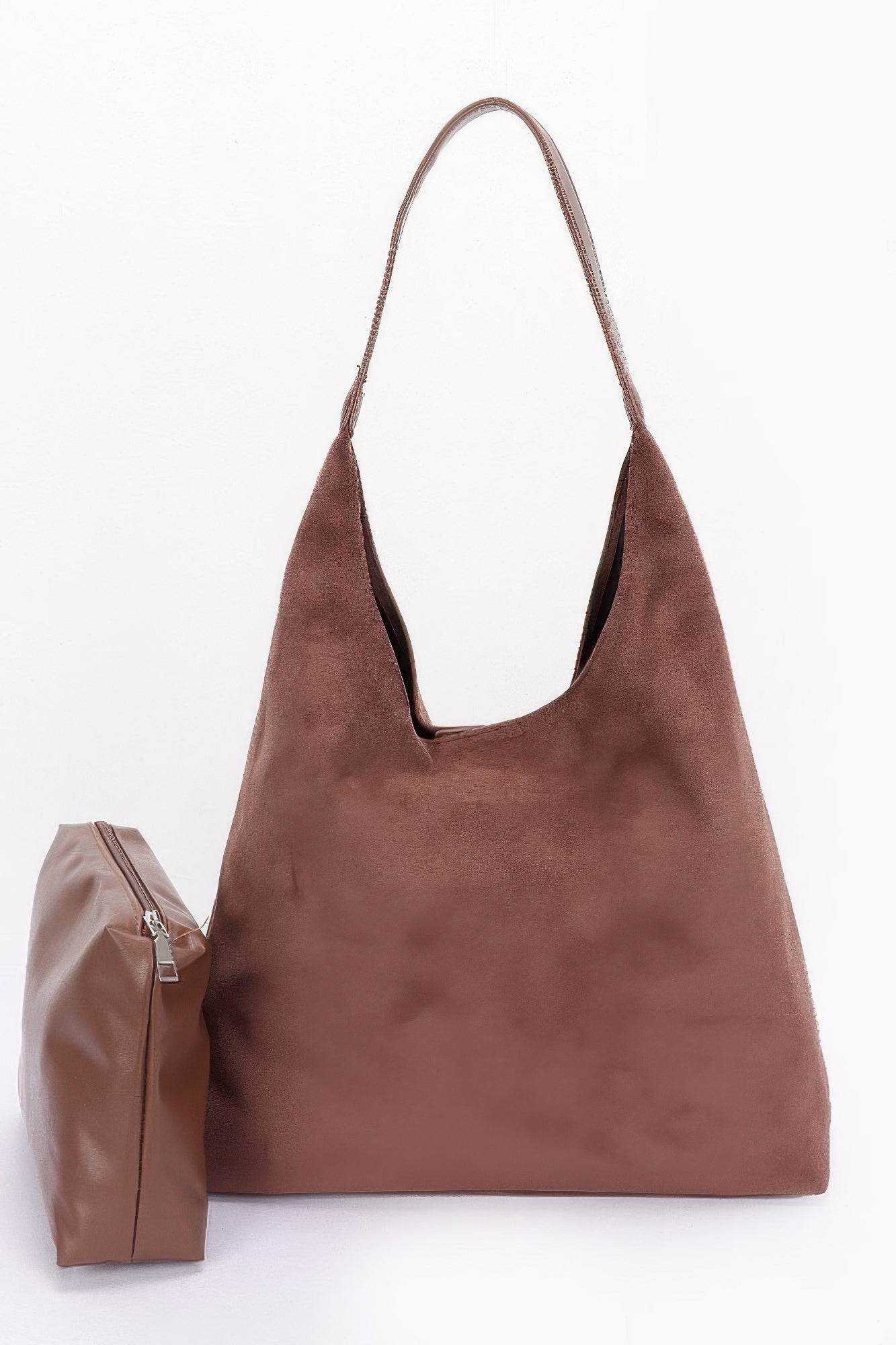 Faux Suede Bindle Bag W/ Pouch - Grace Beauty H&C 