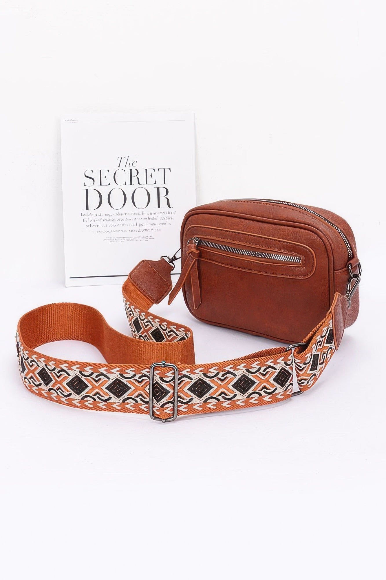 Faux Leather Camera Bag W/multi Color Strap - Grace Beauty H&C 