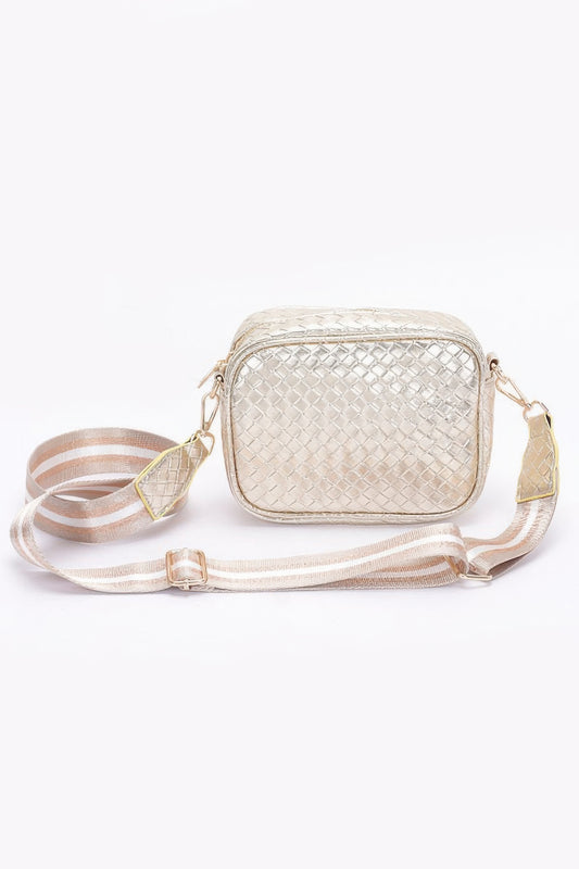 Metallic Embossed Faux Leather Camera Bag W/strap - Grace Beauty H&C 