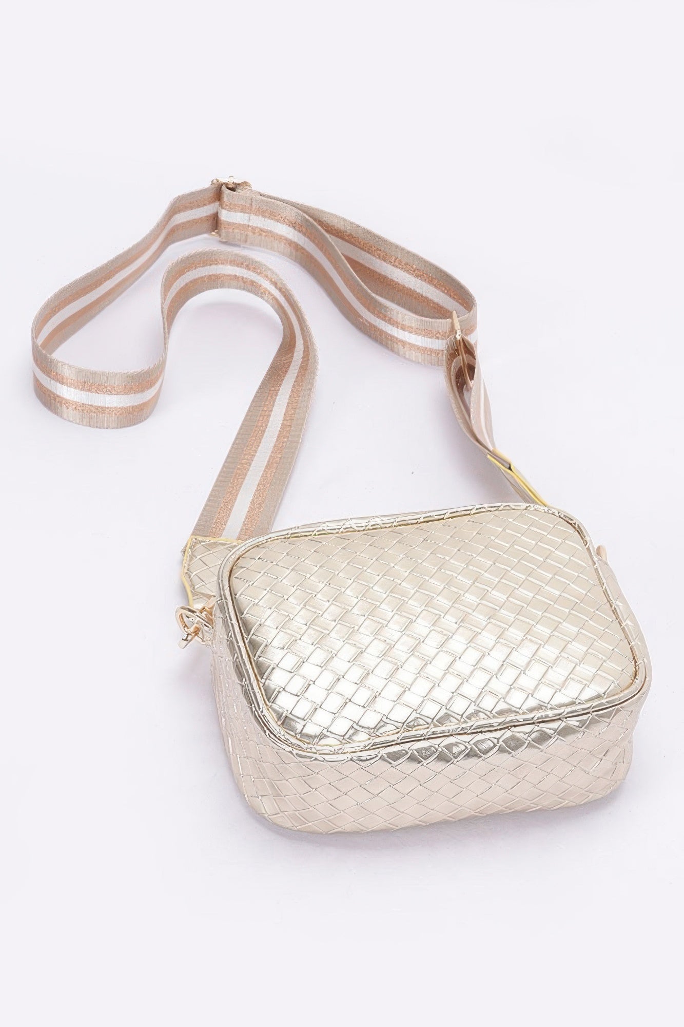 Metallic Embossed Faux Leather Camera Bag W/strap - Grace Beauty H&C 
