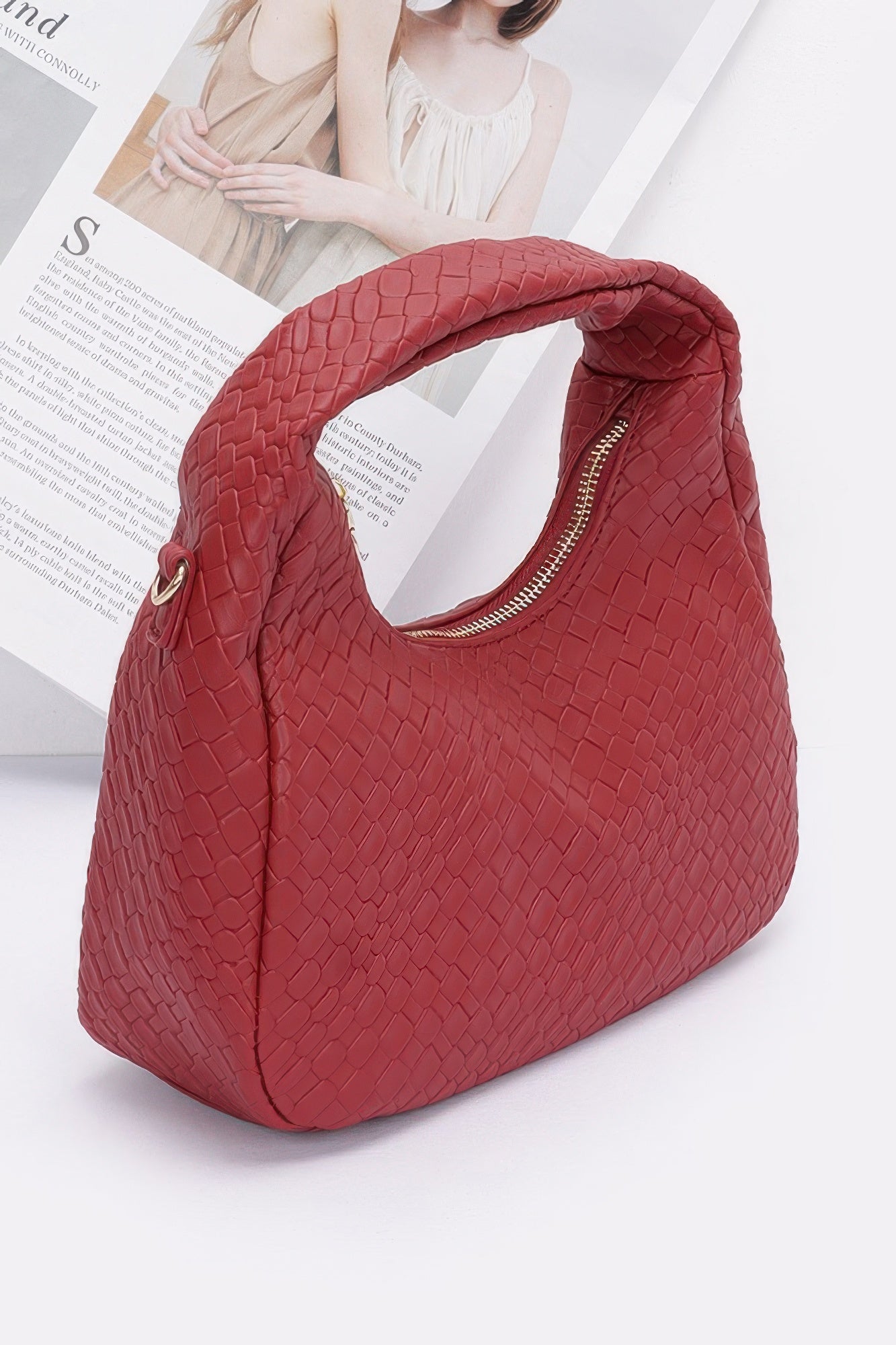 Embossed Faux Leather Hobo Bag - Grace Beauty H&C 