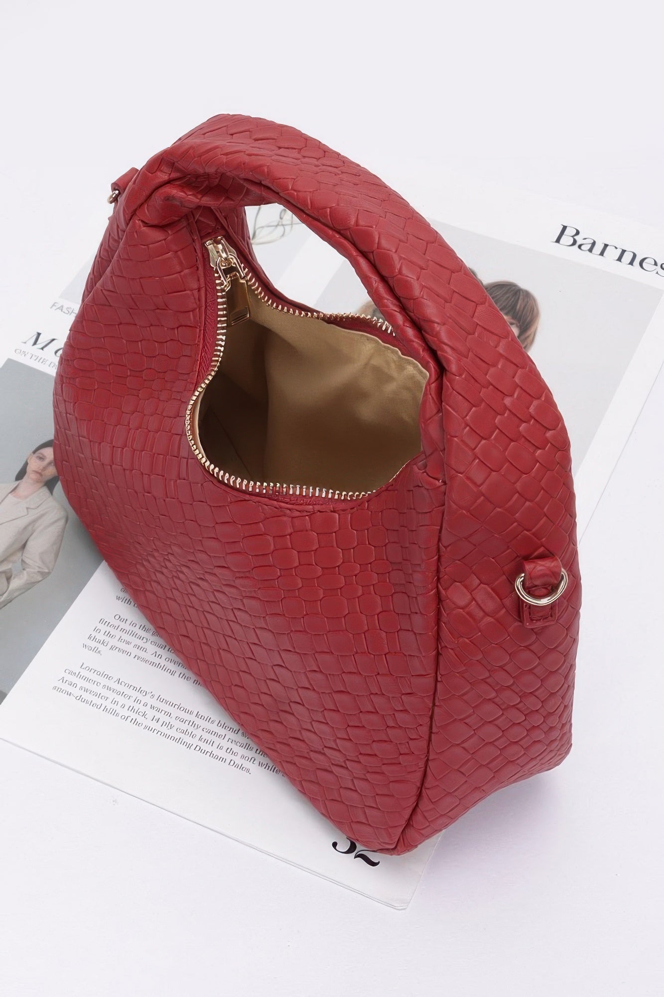 Embossed Faux Leather Hobo Bag - Grace Beauty H&C 