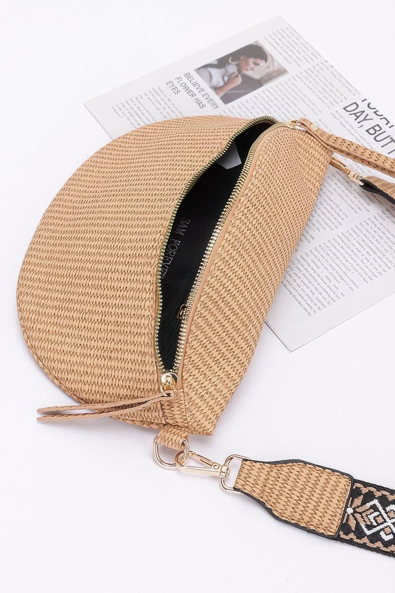 Faux Leather Fanny Pack W/ Multi Color Strap - Grace Beauty H&C 