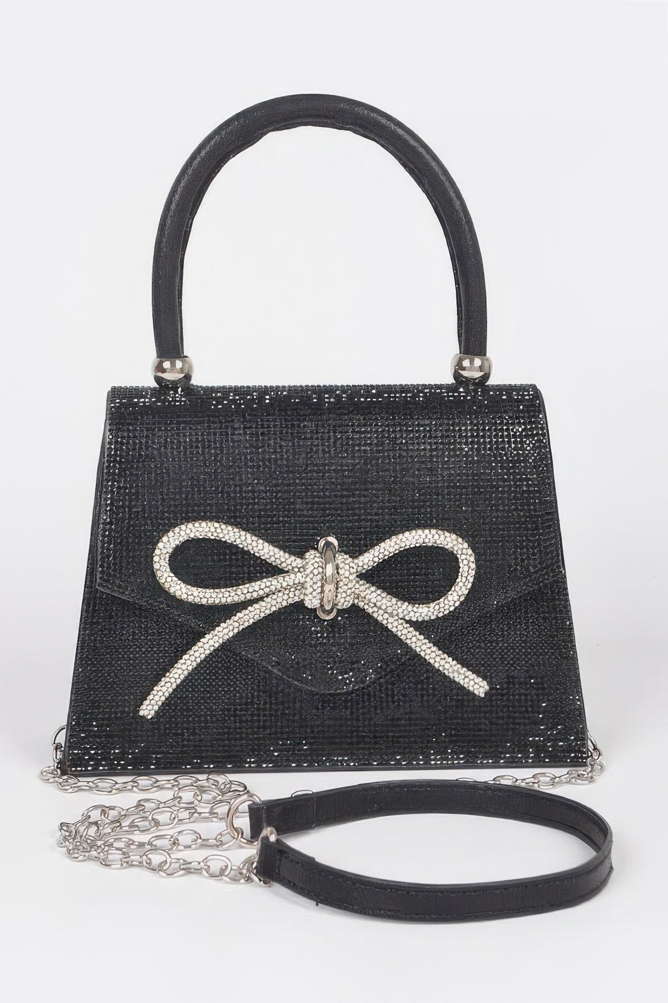 Rhinestone Ribbon Top Handle Bag - Grace Beauty H&C 