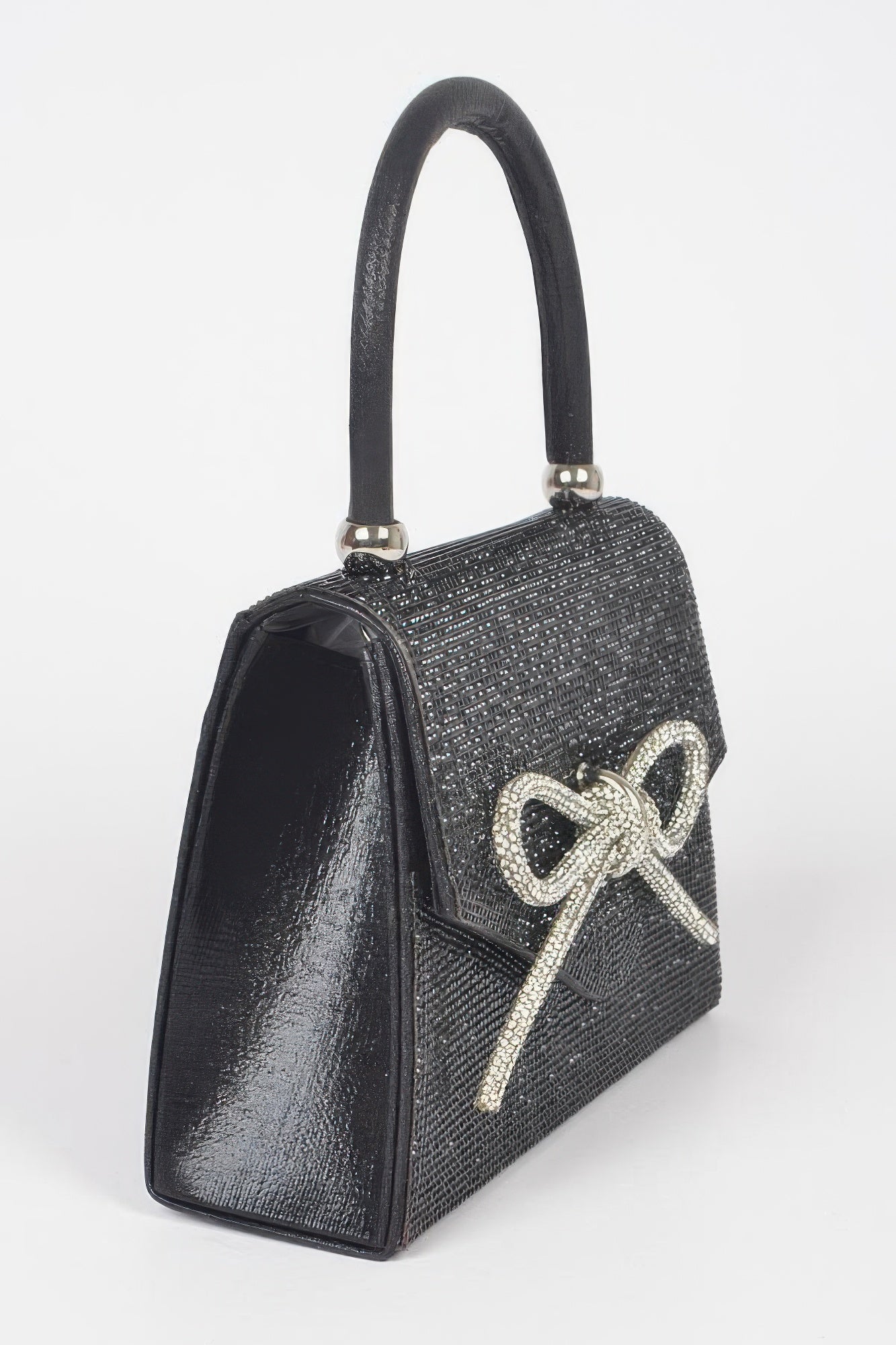 Rhinestone Ribbon Top Handle Bag - Grace Beauty H&C 