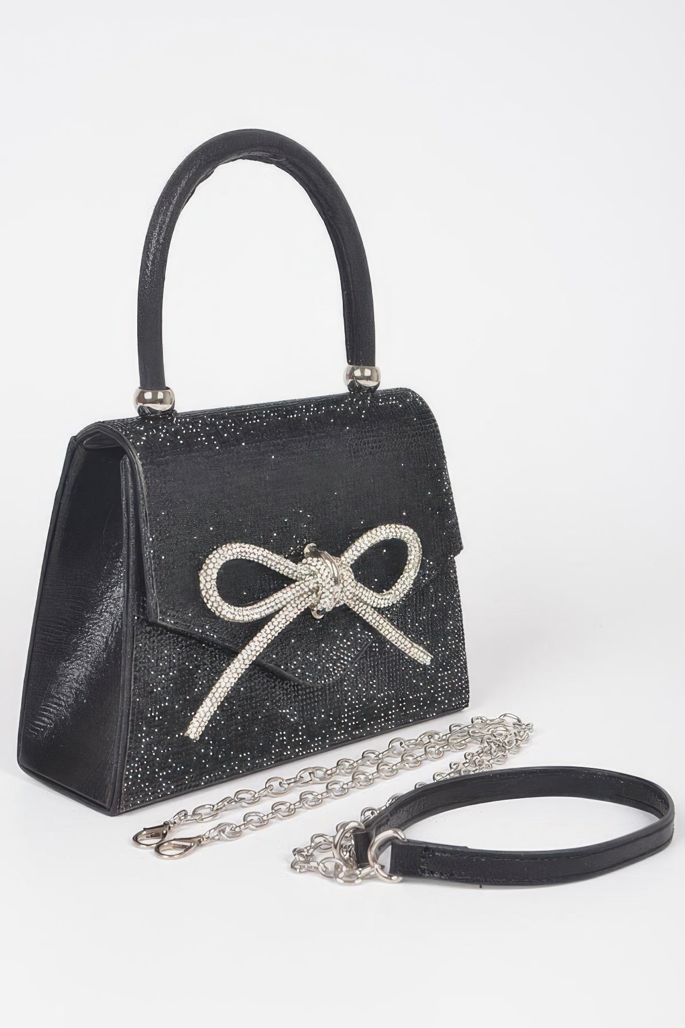 Rhinestone Ribbon Top Handle Bag - Grace Beauty H&C 