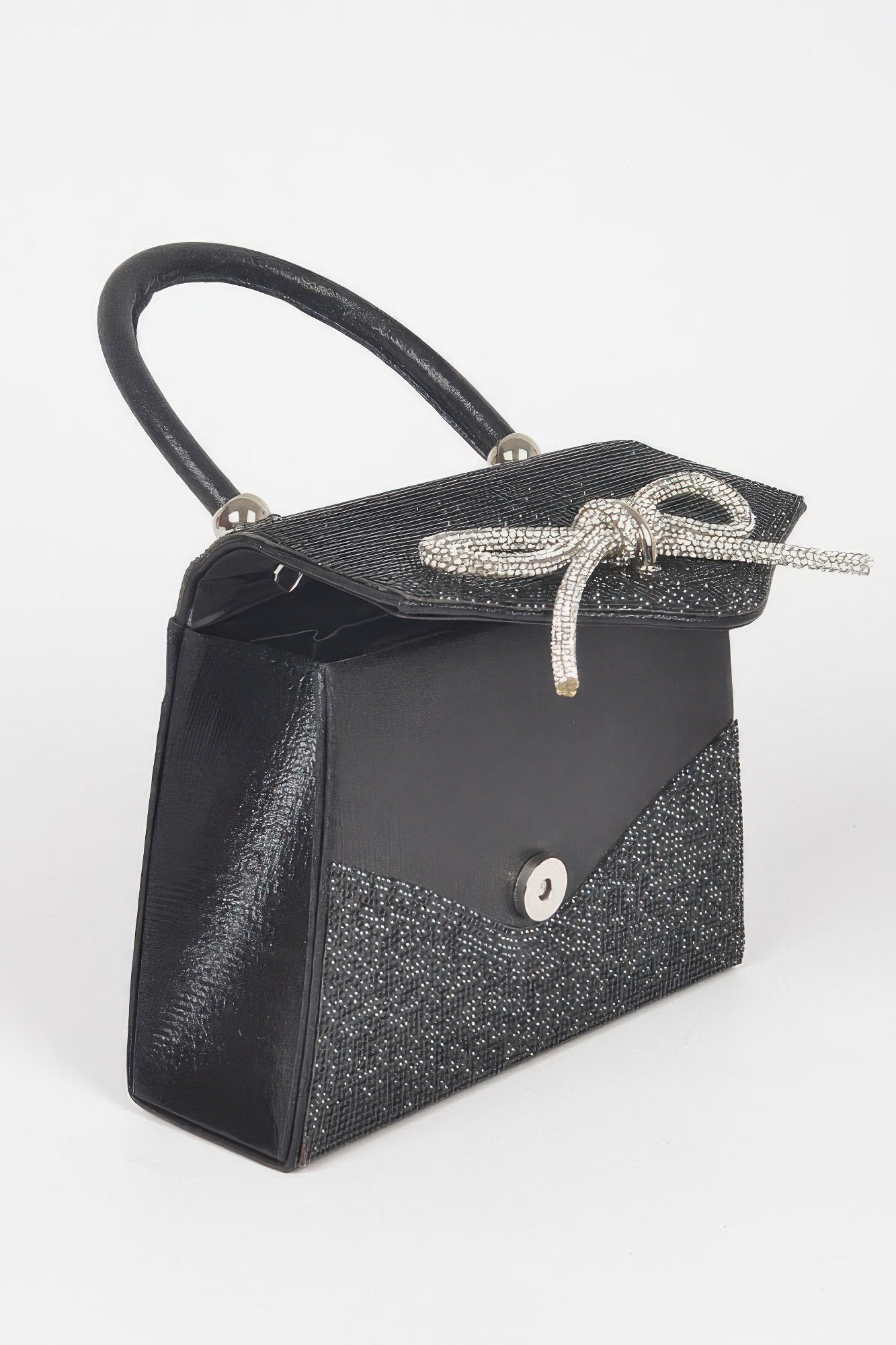 Rhinestone Ribbon Top Handle Bag - Grace Beauty H&C 