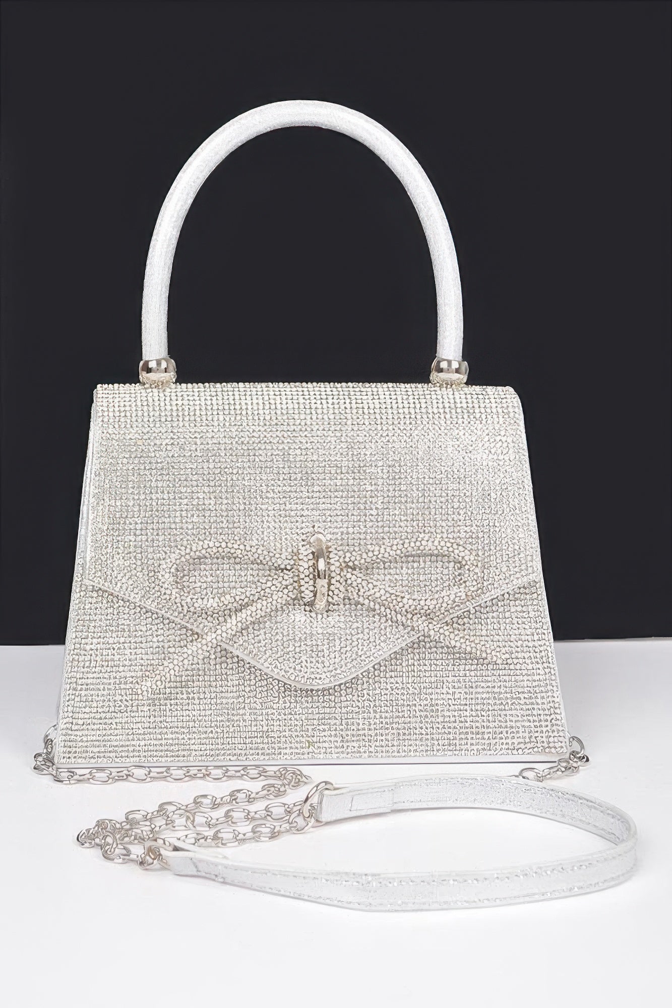 Rhinestone Ribbon Top Handle Bag - Grace Beauty H&C 