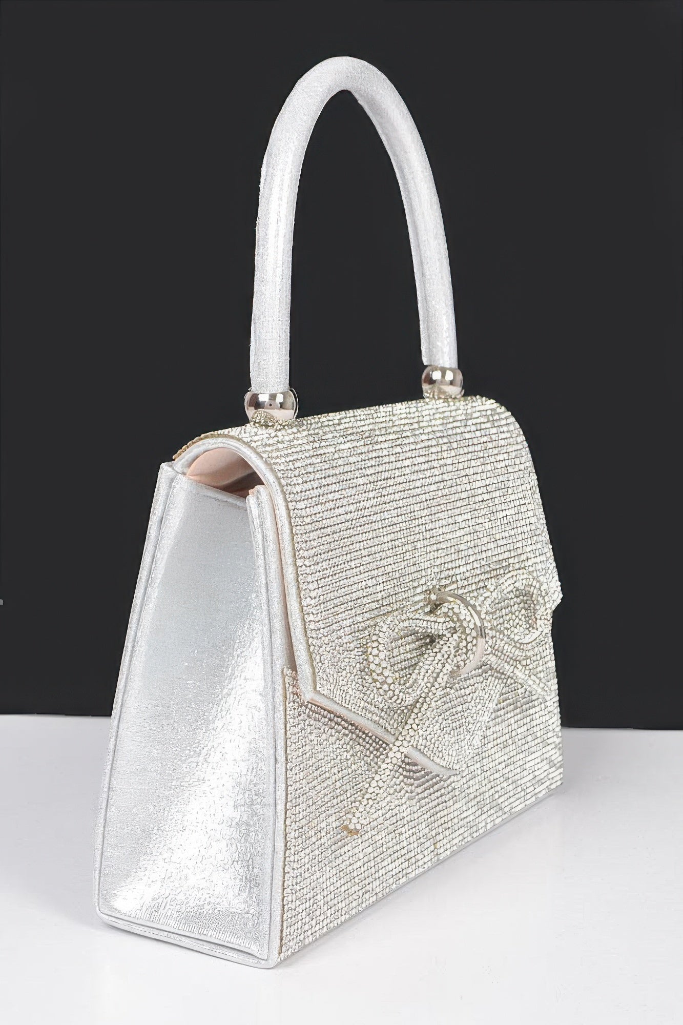 Rhinestone Ribbon Top Handle Bag - Grace Beauty H&C 