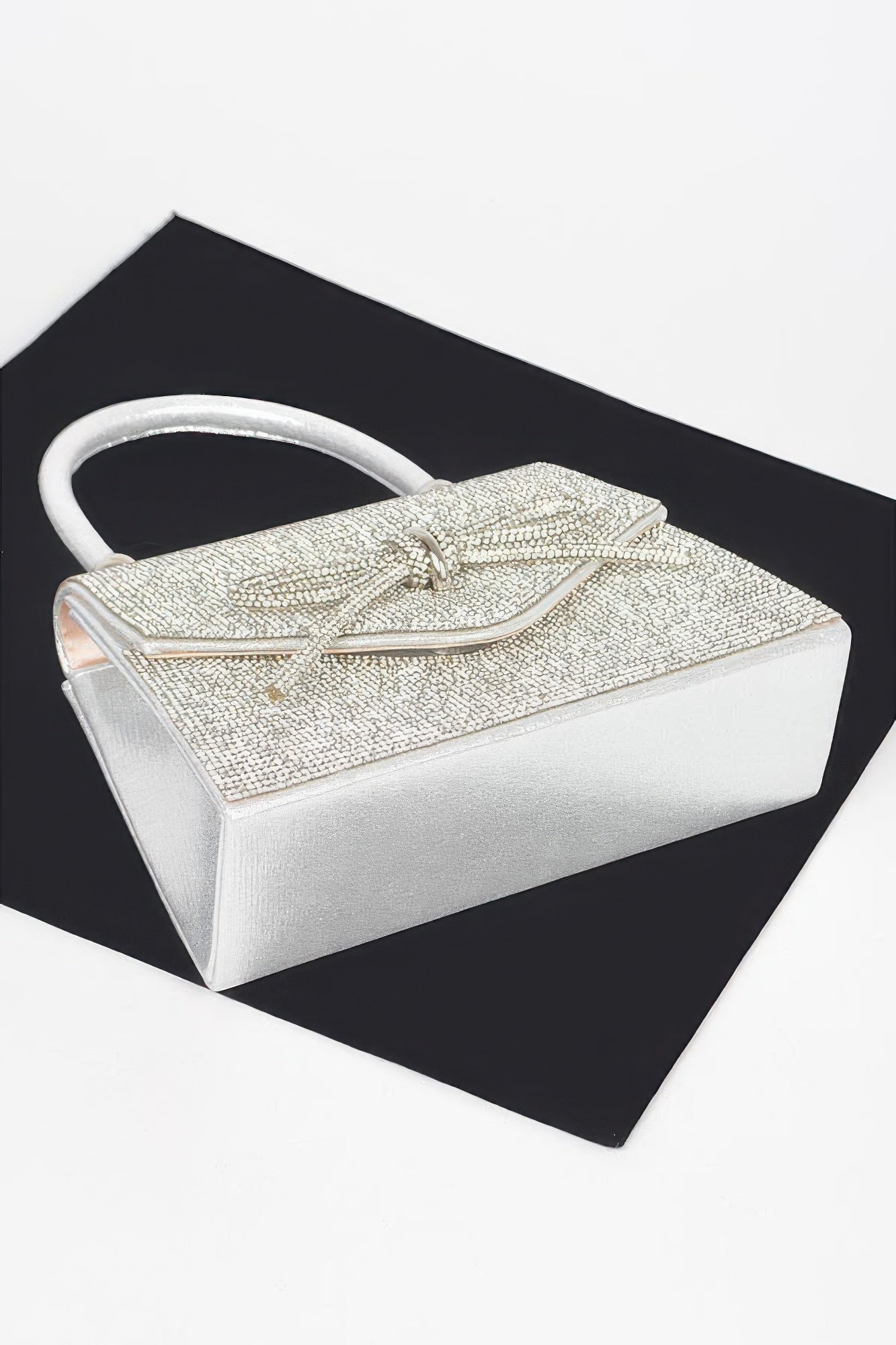 Rhinestone Ribbon Top Handle Bag - Grace Beauty H&C 